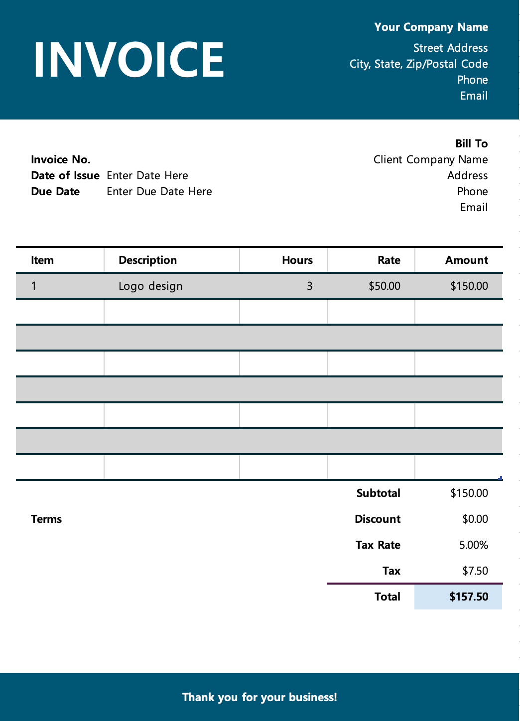 Simple Colored Invoice Invoice Template Preview